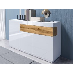 Dressoir SILAC 3 deuren 1 lade wit/wotan eik