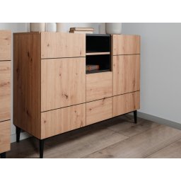 Commode NOLLY 3 deuren 2 vakken zwart/artisan eik