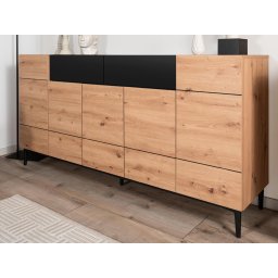 Commode NOLLY 5 deuren 2 lades zwart/artisan eik