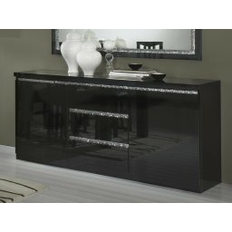 Dressoir REBECCA 2 deuren en 3 lades hoogglans zwart