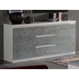 Dressoir ROMEO 2 deuren en 3 lades marmer/wit