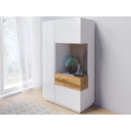 Commode SILAC 2 deuren (rechts) blanc/wotan eik