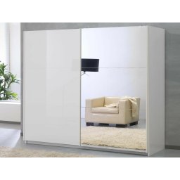 Kast SALSA hoogglans wit 2 schuifdeuren 263 cm deuren hoogglans wit/spiegel