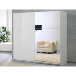 Kast SALSA hoogglans wit 2 schuifdeuren 230 cm deuren hoogglans wit/spiegel