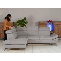 Converteerbare hoekbank ARCHOR hoek met longchair links stof zilver