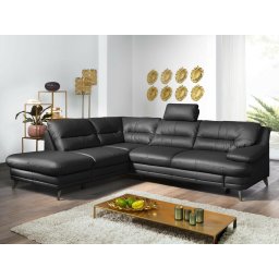 Converteerbare hoekbank BOLOSS met longchair links eco-leder zwart