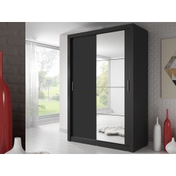 Kast ARTIFICE 2 schuifdeuren zwart met spiegel