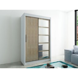 Kast ROMANE 2 schuifdeuren 150 cm wit/sonoma