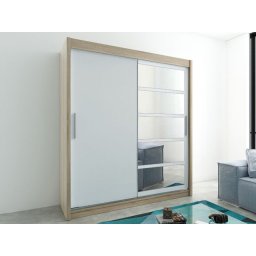 Kast ROMANE 2 schuifdeuren 200 cm sonoma/wit