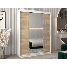 Kast YORKSHIRE 2 schuifdeuren 150 cm wit/sonoma