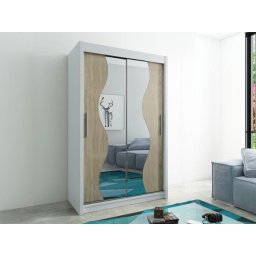 Kast MADERA 2 schuifdeuren 150 cm wit/sonoma