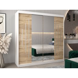 Kast YORKSHIRE 2 schuifdeuren 200 cm wit/sonoma