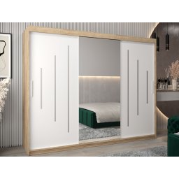 Kast YORKSHIRE 3 schuifdeuren 250 cm sonoma/wit