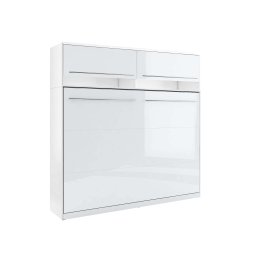 Opklapbed CONCEPTION 140x200 cm wit/hoogglans wit (horizontaal) met opzetkast