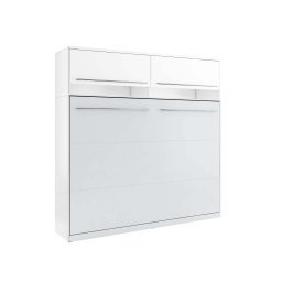 Opklapbed CONCEPTION 140x200 cm mat wit (horizontaal) met opzetkast