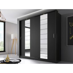 Kast ARTUNA 2 schuifdeuren zwart met spiegel