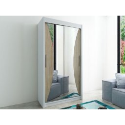 Kast MONACORNE 2 schuifdeuren 100 cm wit/sonoma