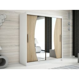 Kast WAVRE 2 schuifdeuren 180 cm wit/sonoma