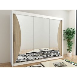 Kast MONACORNE 2 schuifdeuren 250 cm wit/sonoma