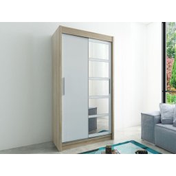 Kast ROMANE 2 schuifdeuren 120 cm sonoma/wit