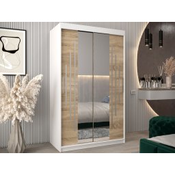 Kast YORKSHIRE 2 schuifdeuren 120 cm wit/sonoma