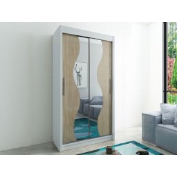 Kast MADERA 2 schuifdeuren 100 cm wit/sonoma