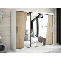 Kast RHOMBO 3 schuifdeuren 250 cm wit/sonoma
