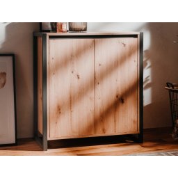 Commode DENZEL 2 deuren eik artisanaal/antraciet