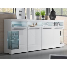 Commode INDIRA 4 deuren wit/hoogglans met led
