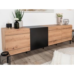 Dressoir NOLLY 4 deuren zwart/artisan eik