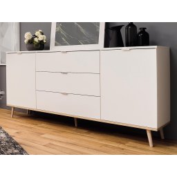 Dressoir GUTENBERG 2 deuren 3 lades wit/sonoma eik