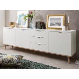 Dressoir GUTENBERG 3 deuren 3 lades wit-sonoma eik