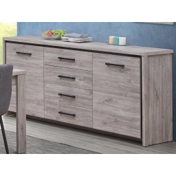 Dressoir ELINA 2 deuren 4 lades grijze eik