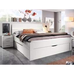 Bed SCARLETT 180x200 cm wit met drie lades met hoofdeinde met led