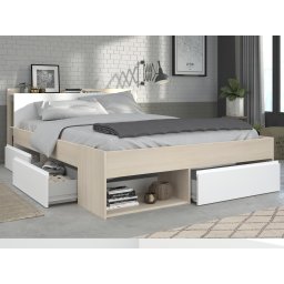 Bed NOE 140x200 cm lichte acacia met lades