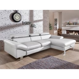 Converteerbare hoekbank DODGE met longchair rechts eco-leder wit