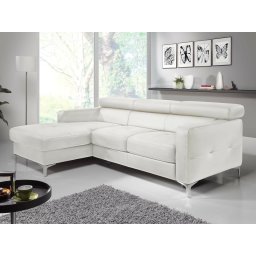 Converteerbare zitbank SAMIRA met longchair links eco-leder wit