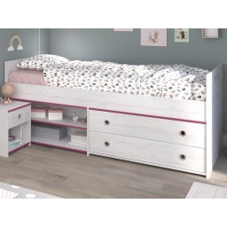 Bed SMOOKIE 90x200 cm witte pijnboom/roze