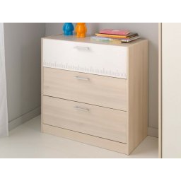 Commode CARL 3 lades gerookte acacia/wit