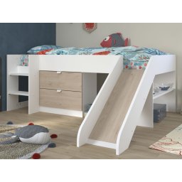 Gecombineerd bed TOBIAS met glijbaan 90x200 cm jackson eik/wit