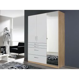 Kast HARBOR 3 deuren 4 lades sonoma/wit met spiegel