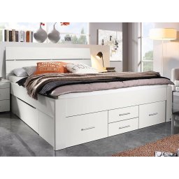 Bed SCARLETT 160x200 cm wit met zes lades met hoofdeinde