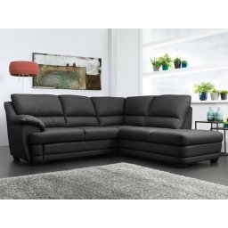 Converteerbare Hoekbank NEBRASKA met longchair rechts eco-leder zwart