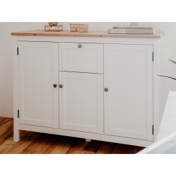 Commode BERGAMOTE 3 deuren 1 lade wit/artisan eik