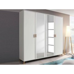 Kast FLAUN 4 deuren wit met spiegel