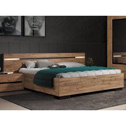 Bed OLIGA 180x200 cm scarlet eik met led