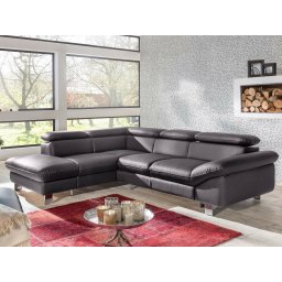 Converteerbare hoekbank DODGE hoek met longchair links eco-leder zwart