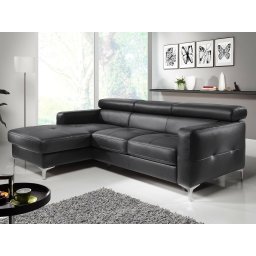 Converteerbare zitbank SAMIRA met longchair links eco-leder zwart