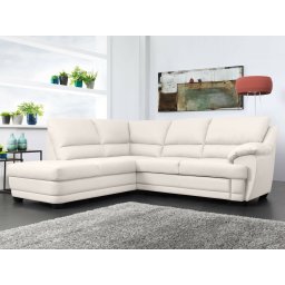 Converteerbare Hoekbank NEBRASKA met longchair links eco-leder “Excellent” wit