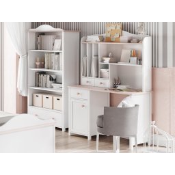 Bureau LUCIA 1 deur 3 lades lade wit/roze